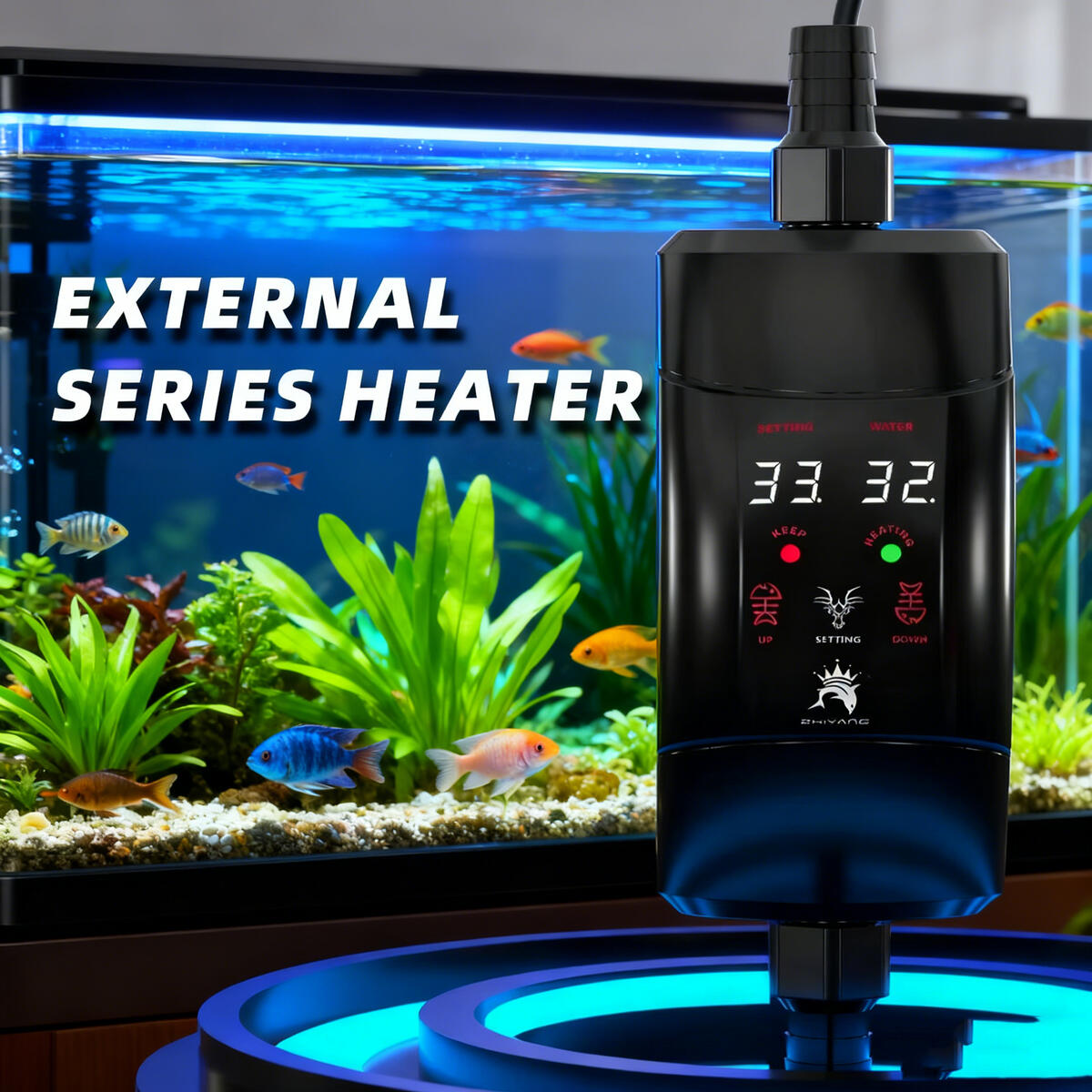 Fish Tank Heater - Termostat otomatis, tongkat pemanas eksternal 300W